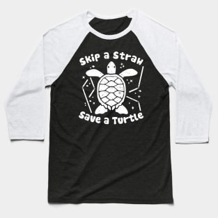 Skip a Straw Save a Turtle for Earthday - Vintage Retro Design T Shirt Baseball T-Shirt